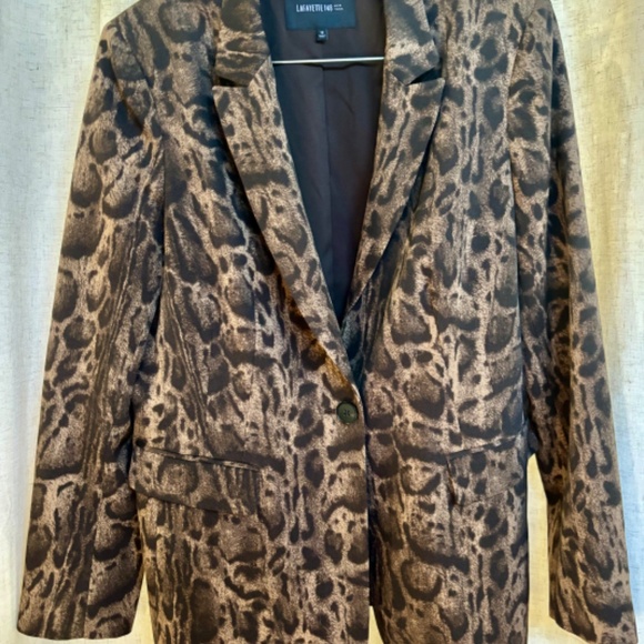 Lafayette 148 New York Animal Print Wool Blazer - Picture 2 of 10